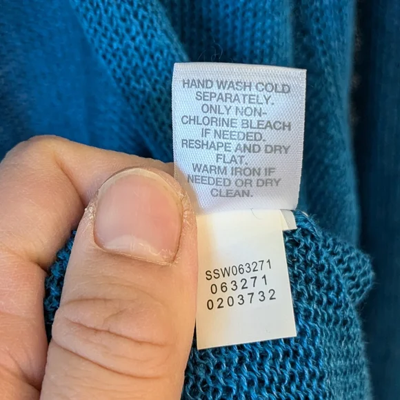 J. Jill Turquoise Linen Blend Long Line Open Cardigan Sweater Coastal Beach - Picture 7 of 7